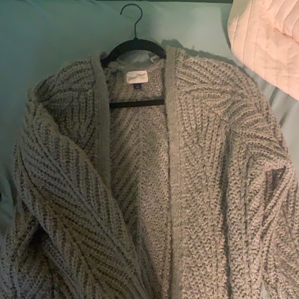grey cardigan